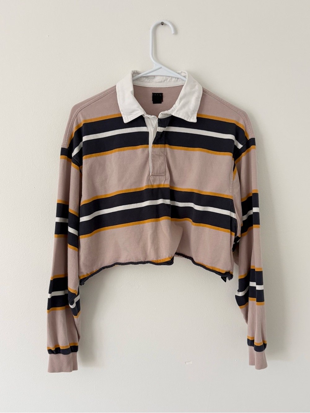 Urban Outfitters BDG Striped Jefferson Cropped Long Sleeve Rugby Polo Size Small - Picture 4 of 9